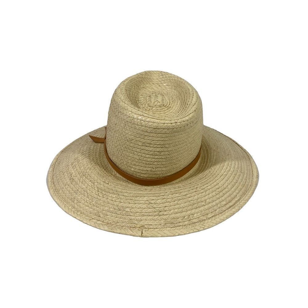 Straw Sun Hat with Brown Band - Women Accessories Hats